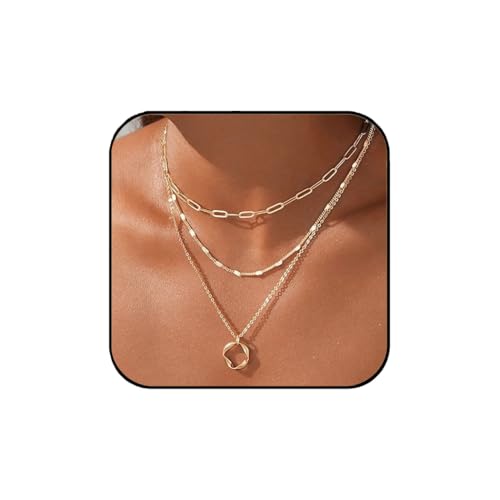 Artmiss Boho Layered Necklace Women Multilayer Long Chain Fashion Bar Pendant Necklace