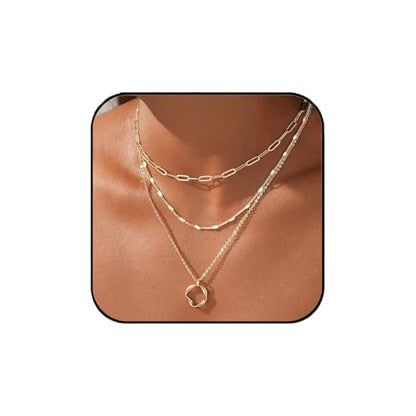 Artmiss Boho Layered Necklace Women Multilayer Long Chain Fashion Bar Pendant Necklace
