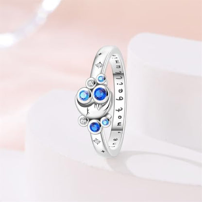 KUNSIR 925 Silver Cubic Zirconia Ring Size 7-9 Wedding Band Sterling Silver Eternity Ring Modern Style - style: Moonlight Ring