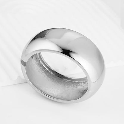 HZMAN Chunky Gold Cuff Bracelets for Women Thick Wide Bangle Bracelet Hammered Open Hinge Wrist Cuff Bracelet Jewelry Gift - color: 05.Round Polished Silver