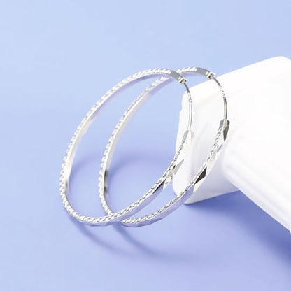 YFN Hoop Earrings Sterling Silver Polished Round Circle Endless Earrings Diameter 20,30,40,50,60,70,80mm - style: Diameter 45mm Hoop Earrings