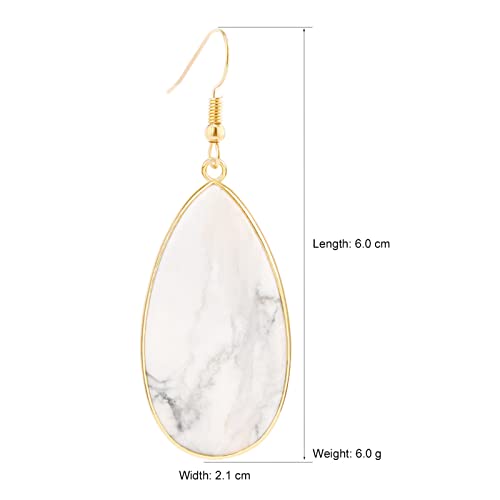 BaubleStar Natural Crystal Healing Stone Earrings Statement Teardrop Dangle Earrings for Women - color: White