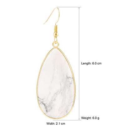 BaubleStar Natural Crystal Healing Stone Earrings Statement Teardrop Dangle Earrings for Women - color: White