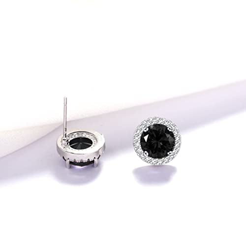 YOQUCOL Bright 8MM,10MM Cubic Zirconia Crystal Stud Earrings Round Pierced Earrings For Women - color: 8MM-Black