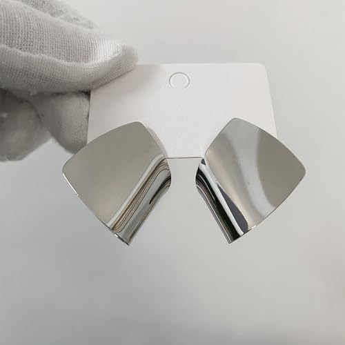 Unique Abstract Earrings For Women,Geometric Statement Stud Earring Large Hypoallergenic Earring for Gift - color: white gold plated