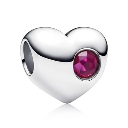 Birthstone Charm, Heart Charm Bead with CZ, for Anniversary Birthday Mothers Valentines Day Christmas Graduation, for Yourself Family Mom Friend Girlfriend Sister Grandma - style: Jul.