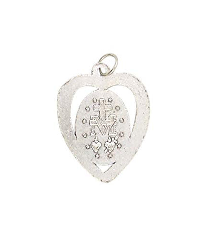 Blue Enamel Heart Miraculous Medal, 1 1/4 Inch, Pack of 5