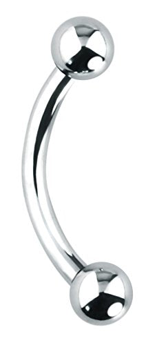 Forbidden Body Jewelry Curved Barbell Piercing Jewelry - 00GA-16GA Silver Eyebrow Piercing - Surgical Steel Snake Eye Frog Eyes Tongue Rings & Belly Rings for Women (6/14mm Bar, 3/12mm Balls) - style: 14GA, 10mm Length, 4mm Balls