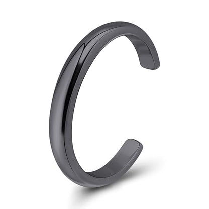 Hoops & Loops 925 Sterling Silver Open Toe Ring for Women & Men, Minimalist Adjustable Band, Tarnish Resistant, Hypoallergenic, Silver, Gold, Rose Gold, Black - color: Black