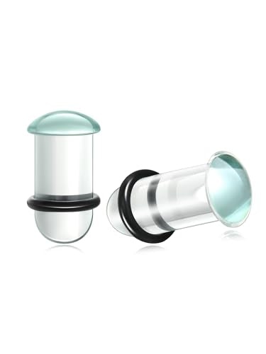 Aumeo One Pair Glass Gauges for Ears Single Flare Glass Plugs for Women and Men - color: Clear, size: 7mm