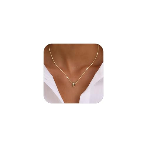 14K Gold Plated Bubble Letter Necklace, Tarnish Free and Waterproof Dainty Initial Necklace for Women, Trendy Personalized Gold Jewelry Gift for Her - color: Gold, style: E