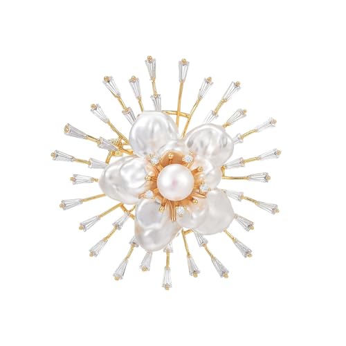 Brooches and Pins for Women Elegant Flower Pearl Brooches Costume Broches Jewelry Lady Christmas Pin for Women - style: GD-0116