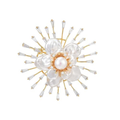 Brooches and Pins for Women Elegant Flower Pearl Brooches Costume Broches Jewelry Lady Christmas Pin for Women - style: GD-0116