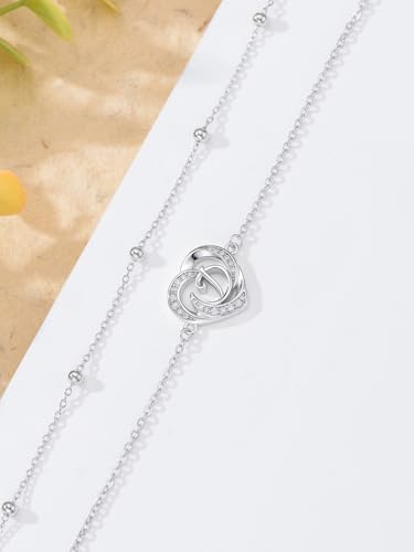 Dorunmo Initial Anklet 925 Sterling Silver Letter A-Z Layered Heart Anklet Beach Jewelry Birthday Gifts for Women - color: D