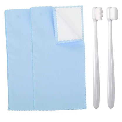 Syyflibb Silver Jewellery Cleaner Kit – 2 Ultra-Soft Brushes (Flat & Wave) + Dual Polishing Cloths for Sterling Silver, Gold, Rings & Chains | Tarnish Removal & Scratch (Sky Blue) - color: sky blue