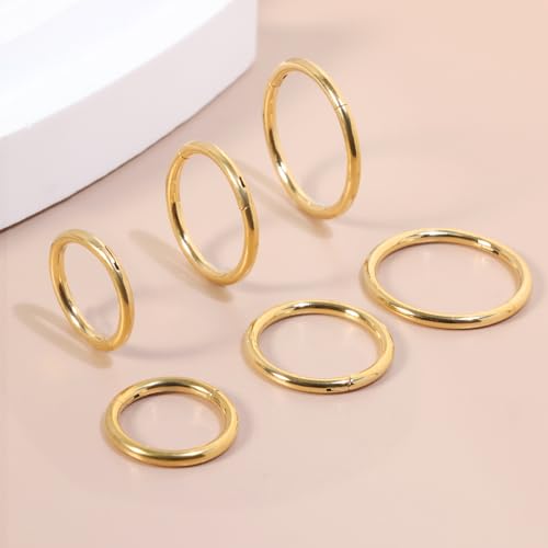Small Gold Hoop Earrings, Lightweight 14K Gold Plated Huggie Hoop Earrings for Cartilage Helix Tragus, Hypoallergenic Earrings for Women Men, Tiny Thin Hoops Surgical Steel Endless Hoops Earrings 6-10 mm - color: 8/10/12mm Hoop Gold-16g