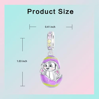 LUXILLA Charms for Bracelets & Necklace 925 Sterling Silver Charms Elephant Happy Birthday Charm Fit for Valentine's Day Mother's Day Jewelry Gift for Women - color: Bunny Easter Egg Charm