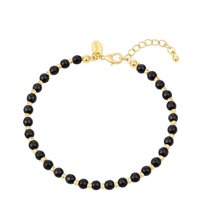 Inspirational Gifts Healing Natural Stone Bracelets for Women Anxiety Stress Relief Bracelet Handmade Jewelry for Friends Sister, Christmas Stocking Stuffers Thanksgiving Basket - color: Black- Stability