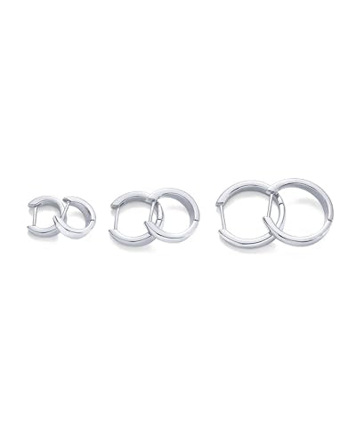 PAVOI 18K Gold Plated Small Hoop Earrings for Women, Earrings Piercing Pack | Hypoallergenic Earrings with 925 Sterling Silver Posts, Trendy Geometric Chunky Huggie Hoop Earrings - style: Wide