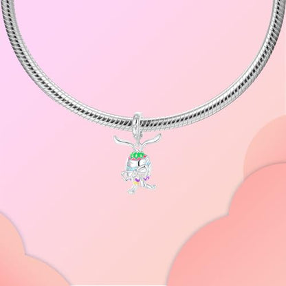 Family Love Mother Daughter Grandma Charm 925 Sterling Silver fits Bracelets Necklace Pendant Bead Charms Jewelry Gift for Women Family Friends - color: Easter Egg Charm