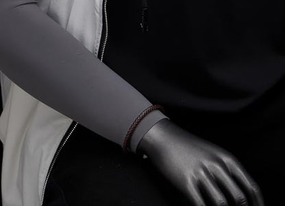 COOLSTEELANDBEYOND Minimalist Mens Women Leather Bracelet, Thin Braided Leather Bangle, Steel Oval Magnetic Clasp - color: C-Color: Brown