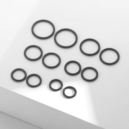 16G 6MM 7MM 8MM 9MM 10MM 12MM Hinged Clicker Septum Rings Pack Surgical Stainless Steel 16 Gauge Nose Ring Daith Rook Tragus Helix Cartilage Conch Hoop Earrings Piercing Jewelry for Women Men - color: Black Tone