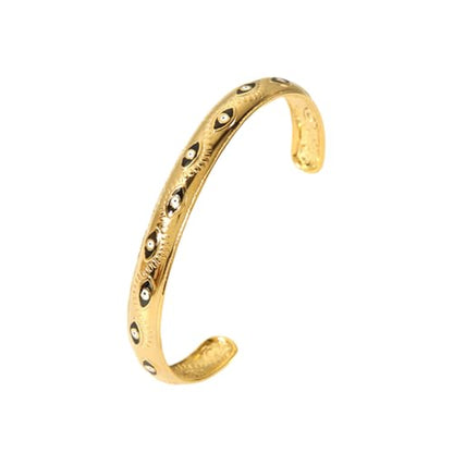 Evil Eye Bracelets, 18k Gold Trendy Stainless Steel Boho Bangle Bracelet For Women Enamel Adjustable Cute Love Luxurious Jewelry Gift - style: Gold Black Evil Eye