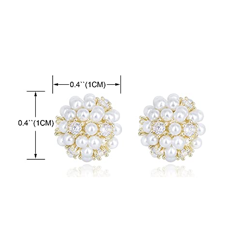 YOQUCOL Simulated Pearl Flower-Cluster Shape Clip On Stud Earrings Non Pierced Ear Earrings for Women - color: B