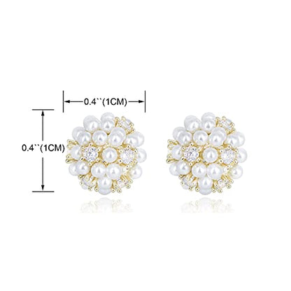 YOQUCOL Simulated Pearl Flower-Cluster Shape Clip On Stud Earrings Non Pierced Ear Earrings for Women - color: B