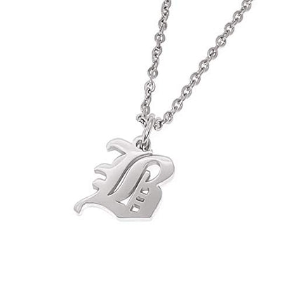 Old English Initial Alphabet Letter Necklace - style: B-Silver