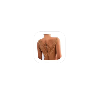 Multi-Layered Shoulder Body Chain Jewelry,Summer Tassel Bra Body Chain Bikini Back Chain Necklace Sexy Festival Rave Shoulder Chain Bridal Wedding Backdrop Jewelry for Women