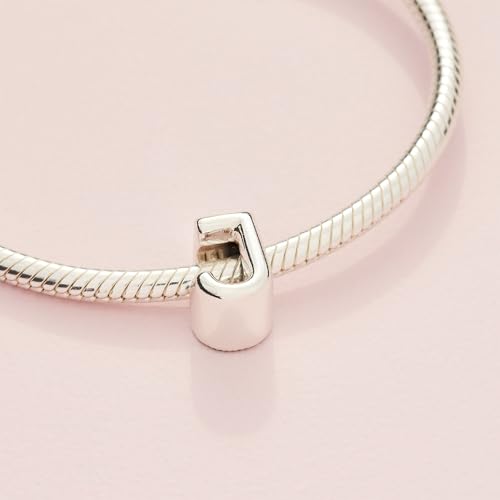 Pandora Alphabet Charm - Compatible Moments - Gift for Her - Made with Sterling Silver - with Gift Box - style: Letter J