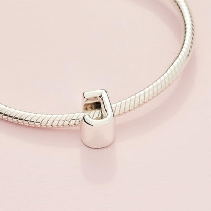 Pandora Alphabet Charm - Compatible Moments - Gift for Her - Made with Sterling Silver - with Gift Box - style: Letter J