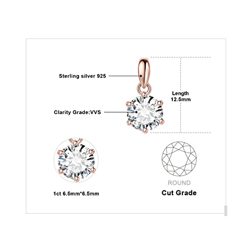 JewelryPalace Round 1ct 2ct 3ct Cubic Zirconia Solitaire Pendant Necklace for Women, 925 Sterling Silver 14k White Gold Plated Necklaces for Her, Classic Simulated Diamond Jewelry Set, 18 Inches chain - color: C-1ct-CZ-Rose Gold Plated