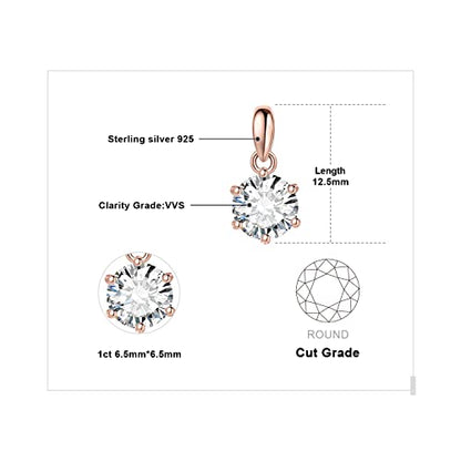 JewelryPalace Round 1ct 2ct 3ct Cubic Zirconia Solitaire Pendant Necklace for Women, 925 Sterling Silver 14k White Gold Plated Necklaces for Her, Classic Simulated Diamond Jewelry Set, 18 Inches chain - color: C-1ct-CZ-Rose Gold Plated