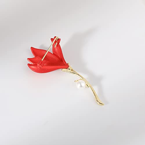 Red Rose Flower Brooches and Pins for Women Costume Jewelry Brooch Pins Broches Jewelry for Women Elegant Lady Pin - style: Poppy
