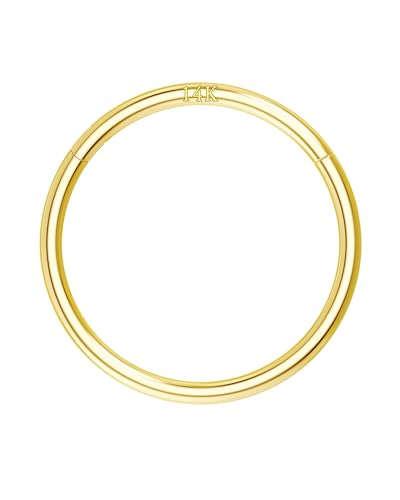 14K Solid Gold Nose Rings, Yellow Gold, 18g/16g/20g | For Women Man, Real Gold, 14Kt, Tiny Seamless Hoop, Nose Piercing, Cartilage Earring, Hypoallergenic - color: HoopA, size: 16g- 11mm
