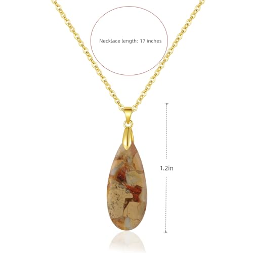 Inspirational Gifts Healing Gold Pendant Gold Necklaces for Women，Get Well Soon Encouragement Gifts for Women Friends Sister Mom, Natural stone Pendant Healing boho Friendship Jewelry for women - color: Camel -Gold