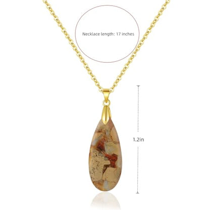 Inspirational Gifts Healing Gold Pendant Gold Necklaces for Women，Get Well Soon Encouragement Gifts for Women Friends Sister Mom, Natural stone Pendant Healing boho Friendship Jewelry for women - color: Camel -Gold