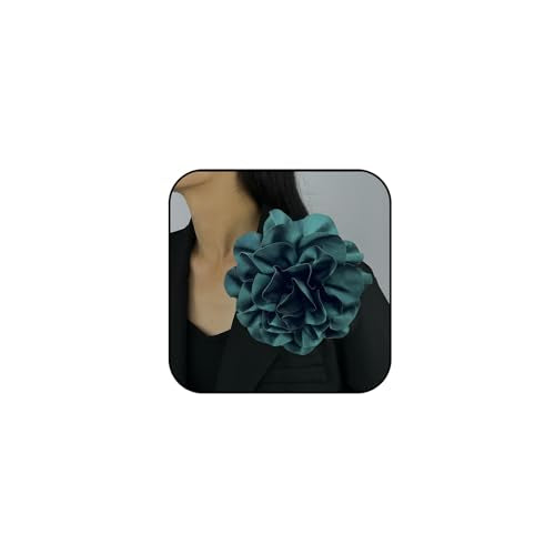 Dainty Satin Fabric Rose Flower Brooches 7.5in Extra Large Big Camellia Flower Brooches Lapel Pins for Women Wedding Party Dance Dress Clothes Accessories - color: Green