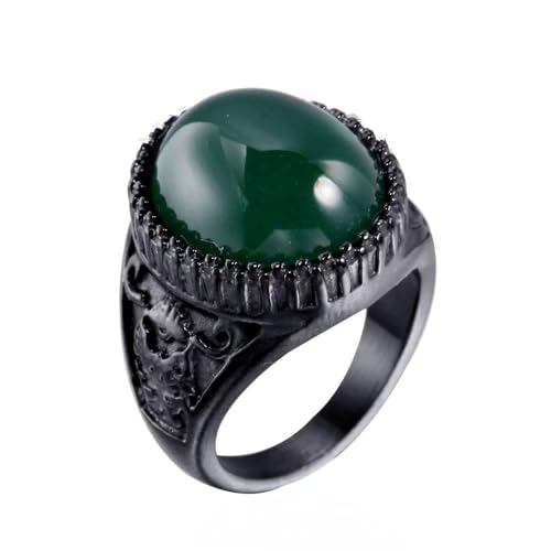 Vintage Red Gemstone Ring for Men, Stainless Steel Oval Red Stone Signet Ring, Retro Carved Band for Father's Day, Birthday, - color: style7
