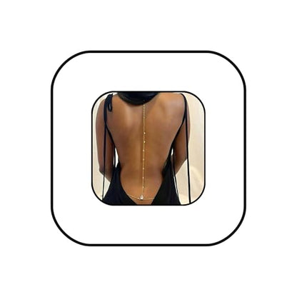 Multi-Layer Rhinestone Body Chain for Women Gold/Silver Tone Chest & Back Chain Beach Party Nightclub Jewelry - color: Back chain