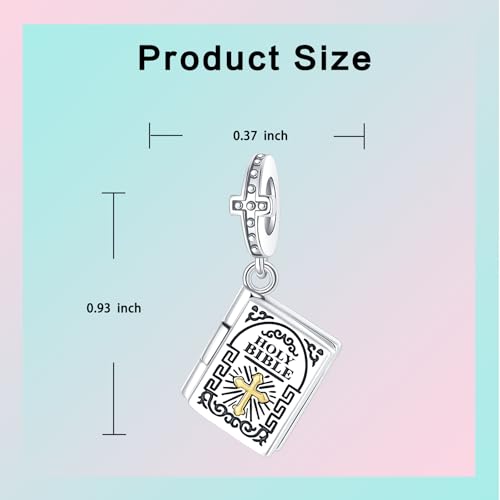 LUXILLA Love You Best Friend Grandma Wife Heart Charm 925 Sterling Silver Charms Fit for Bracelets Necklace Jewelry Gift for Women - color: Bible Dangle Charm