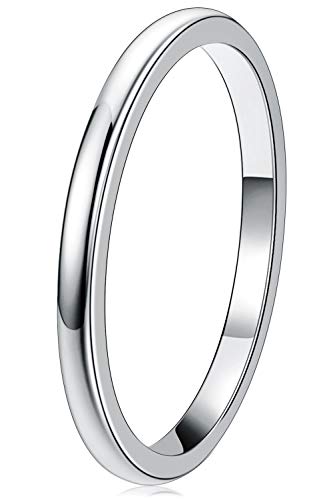 THREE KEYS JEWELRY Tungsten Wedding Band for Men Women Silver Polished | 1mm, 2mm, 4mm, 6mm, 8mm, Engagement Gift, Silver, Polished - color: Silver Tungsten 2mm