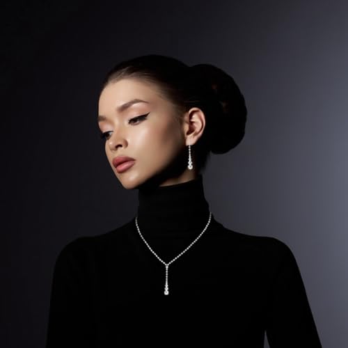 GZWHD Wedding Jewelry Sets for Bride Bridesmaid Women Cubic Zirconia Necklace Earrings Bracelet Set Gift for Mother Friend Wife Daughter Sister Party Prom Jewelry - color: 004-White