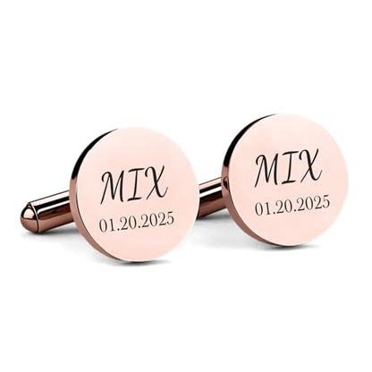 Custom Men’s Cufflinks - Personalized Cuff Links Initials/Names/Dates - 18K Gold Plated 304 Stainless Steel - Ideal Father’s Day & Christmas Gift for Men - style: Date Cufflinks