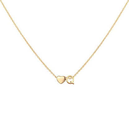 Glimmerst Initial Heart Necklace 18K Gold Plated Stainless Steel Tiny Heart Letter Necklace Personalized Monogram Name Necklace for Women - style: Q