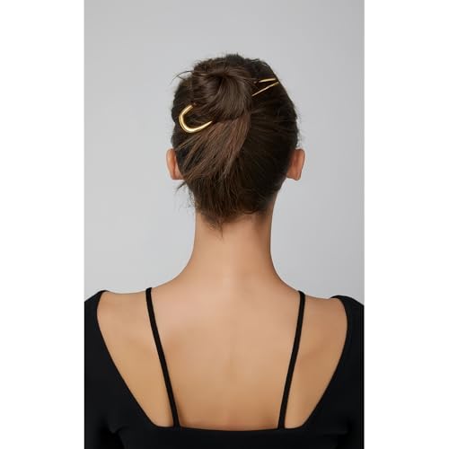 2 Pcs Metal French Hair Pins, French Twist Hair Pin for Buns, U Shaped French Pins for Women Girls, Hair Sticks, Hair Fork