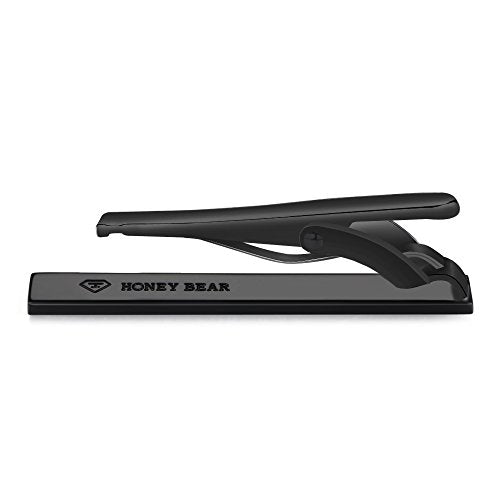 HONEY BEAR 1.57" Skinny Tie Clip Bar for Men Steel Business Wedding Gift | Classic Minimalist, Steel-Plated Copper Base, Gift-Boxed, Thickened, Rounded Corners, Easy to Slide On, No Snag or Wrinkle - style: Matte Black 4cm