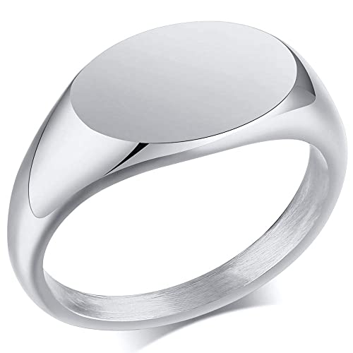 Jude Jewelers Stainless Steel Classical Simple Plain Oval Shape Signet Style Pinky Wedding Statement Promise Anniversary Ring